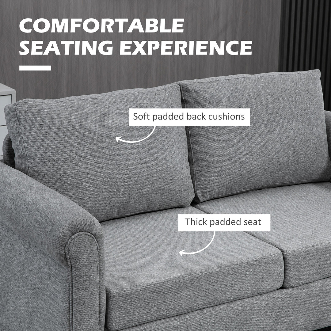 HOMCOM Vintage Loveseat, Upholstered Love Seat Furniture, Chenille-feel Fabric 2 Seater Sofa Couch with Rolled Arms, Gourd-Shaped Rubber Wood Legs for Living Room, Dark Grey