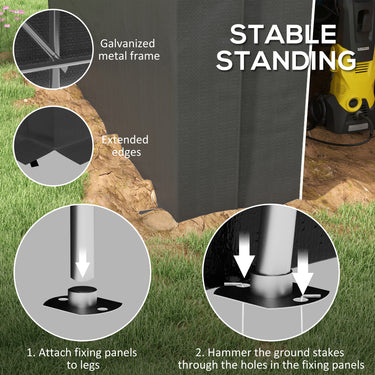 Outsunny 6' x 8' Outdoor Storage Shed, Heavy Duty Galvanized Steel Portable Shed for Bike, Motorcycle, Garden Tools, Dark Grey