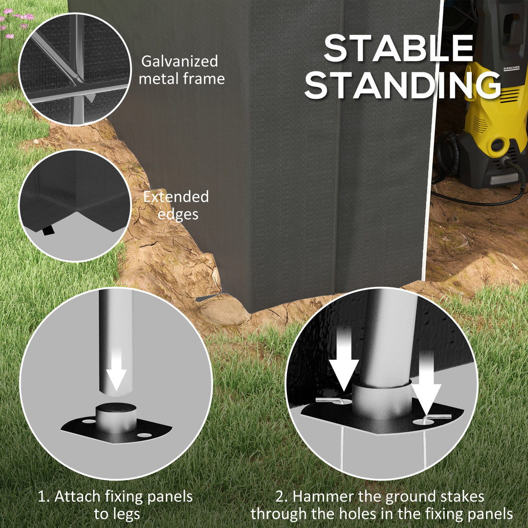 Outsunny 6' x 8' Outdoor Storage Shed, Heavy Duty Galvanized Steel Portable Shed for Bike, Motorcycle, Garden Tools, Dark Grey