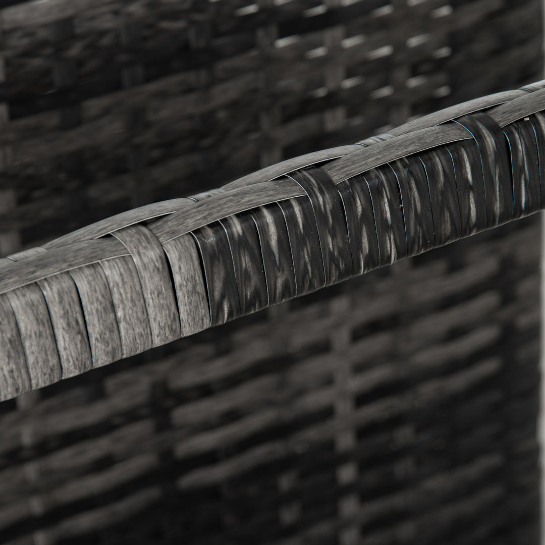 Outsunny Rolling Pool Storage Rattan Patio Furniture Outdoor Storage Wicker Organizer for Floats, Paddles, Balls, Towels, Brown