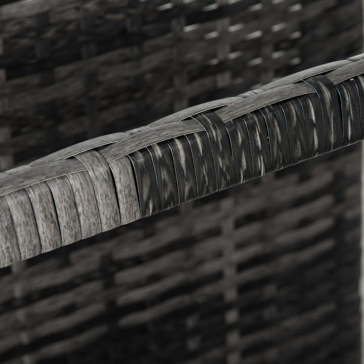 Outsunny Rolling Pool Storage Rattan Patio Furniture Outdoor Storage Wicker Organizer for Floats, Paddles, Balls, Towels, Brown