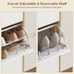 HOMCOM Narrow Shoe Cabinet, High Gloss Shoe Storage Cabinet with 4 Flip Drawers and Adjustable Shelves, Holds 20 Pairs, White