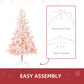 HOMCOM 6ft Artificial Christmas Tree Home Decoration Automatic Open  White and Pink