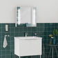 kleankin LED Medicine Cabinet with Mirror and Lights, 27.5" x 25.5" Lighted Bathroom Wall Cabinet, Bathroom Mirror Cabinet with Adjustable Shelf, USB Charge, White