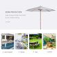 Outsunny 10' x 8' Bamboo Wooden Round Market Patio Sun Umbrella Garden Parasol Outdoor Sunshade Canopy, White
