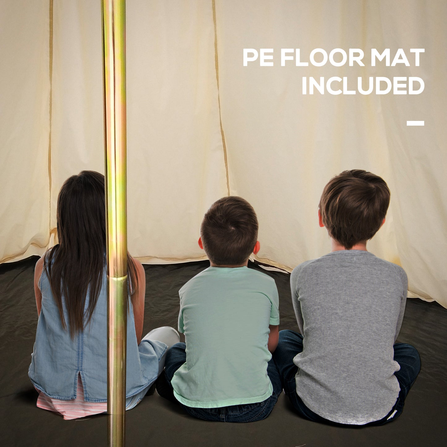 Outsunny 16.4' Large Family Teepee Tent Canvas Bell Tent Camp Shelter for Camping Hunting Beige