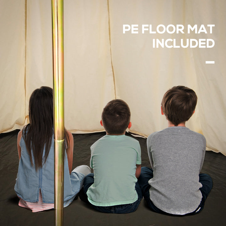 Outsunny 16.4' Large Family Teepee Tent Canvas Bell Tent Camp Shelter for Camping Hunting Beige