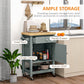 HOMCOM Kitchen Cart on Wheels, Rolling Kitchen Island Cart with Wood Top, Towel Rack, Drawer and Shelf for Dining Area, Grey