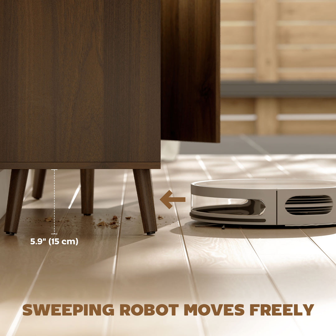 HOMCOM Buffet Cabinet with Storage, Modern Fluted Sideboard with Adjustable Shelves for Dining Room Living Room, Dark Brown