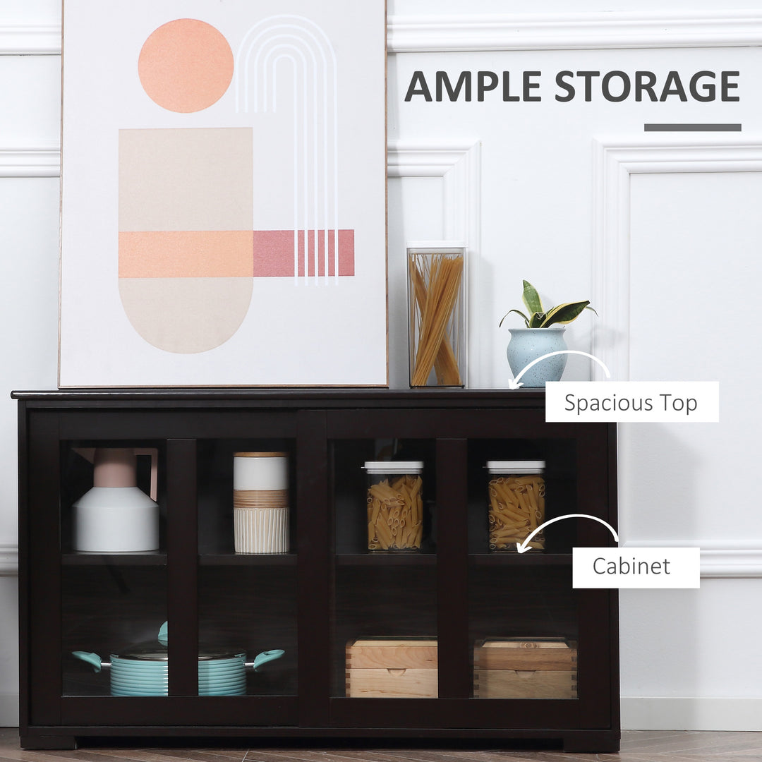 HOMCOM Kitchen Sideboard, Stackable Storage Cabinet, Sliding Glass Door Console, Serving Buffet for Kitchen & Dining Room