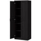 HOMCOM 63" Kitchen Storage Cabinet, 5-tier Pantry Cabinet with Doors and Adjustable Shelves for Dining Room, Distressed White