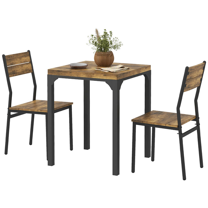 HOMCOM Dining Table Set for 2, 3 Piece Kitchen Table and Chairs with Metal Legs for Small Spaces, Natural Wood