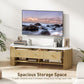 HOMCOM TV Stand, Modern TV Table with Marble-Effect Top, 3 Drawers and 2 Open Shelves for 32-65 Inch Television, Natural