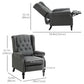 HOMCOM Wingback Reclining Chair with Footrest, Button Tufted Recliner Chair with Rolled Armrests for Living Room, Light Grey