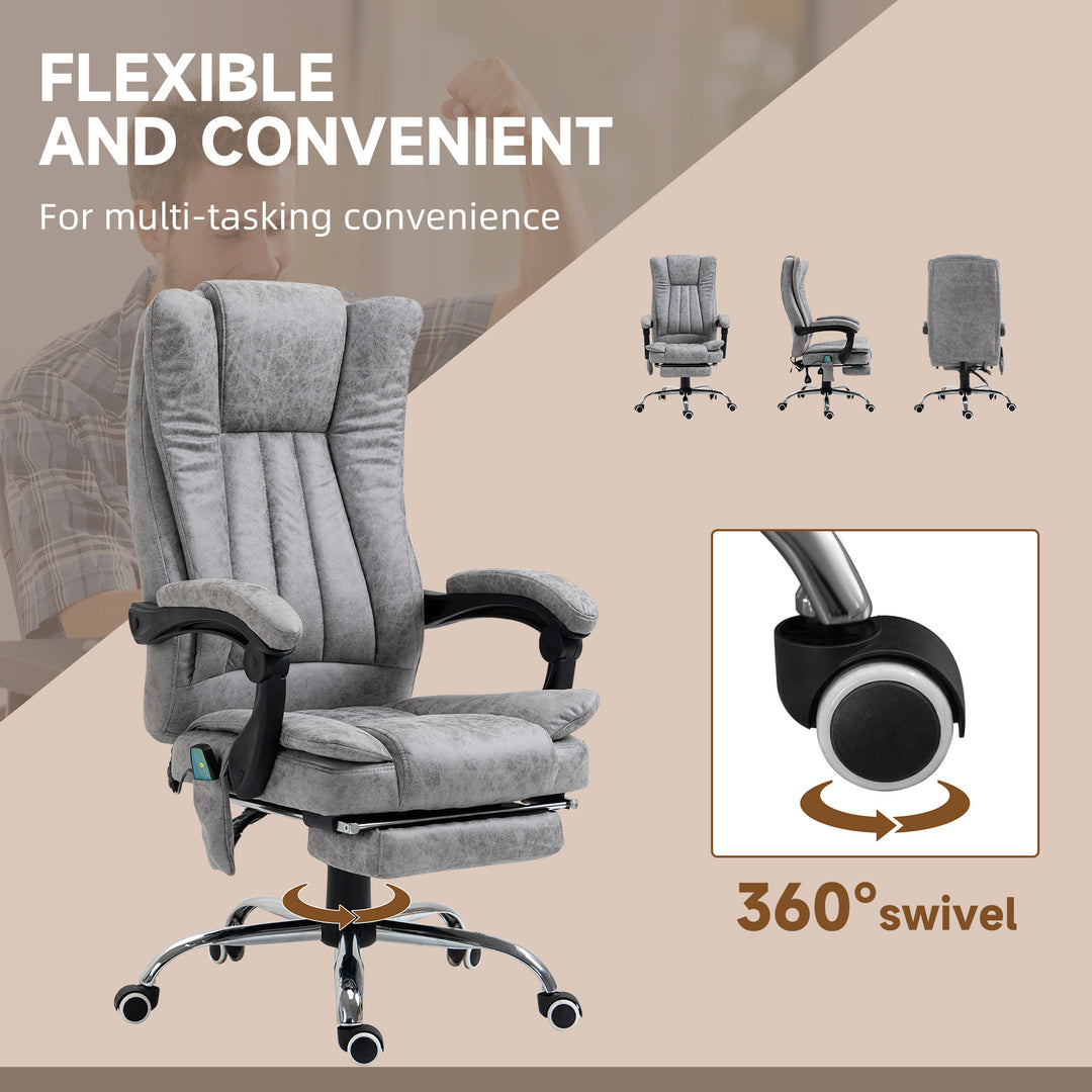Vinsetto Office Chair 6-point Vibration Massage Chair Micro Fiber Recliner with Retractable Footrest Brown