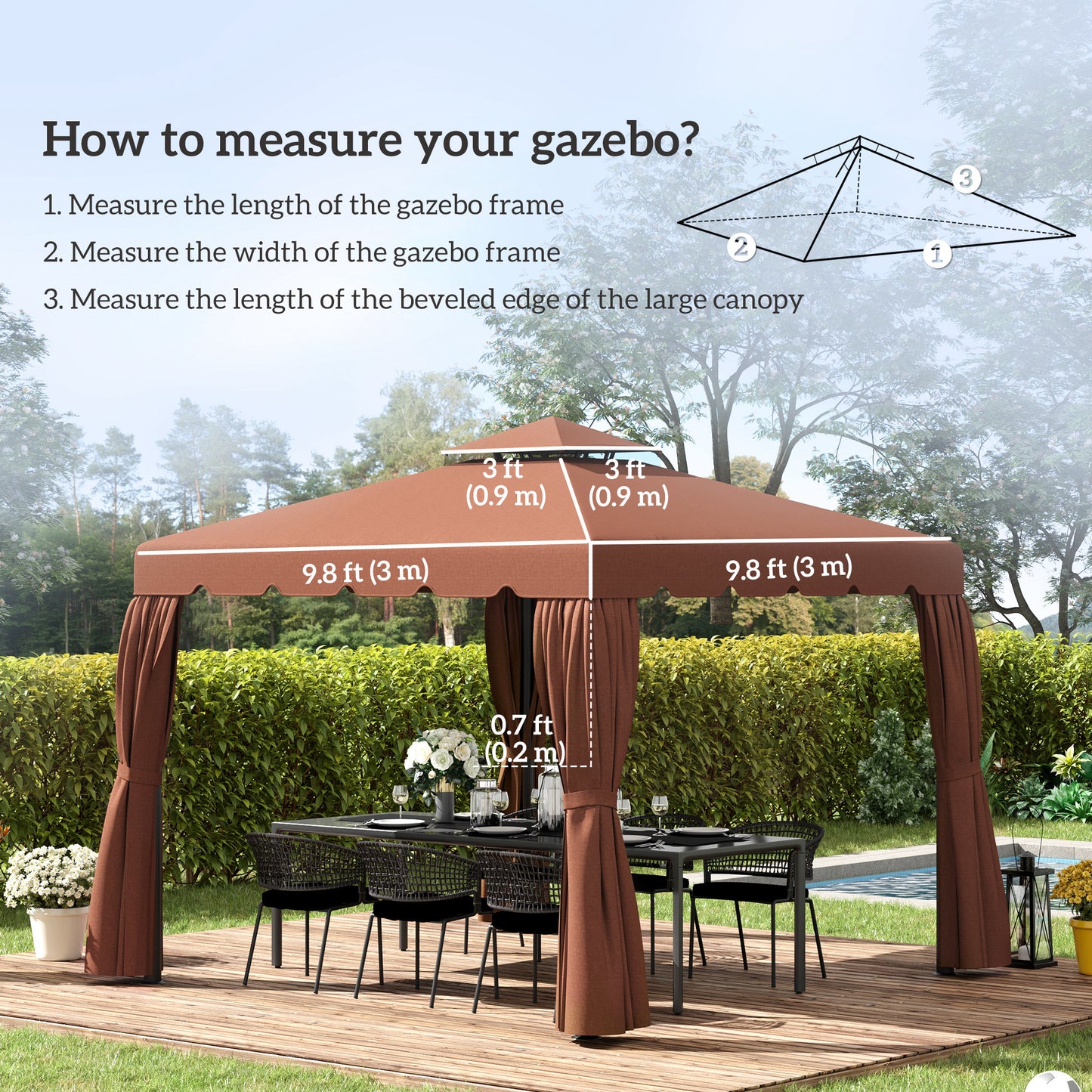 Outsunny 10' x 10' Gazebo Replacement Canopy, Gazebo Top Cover with Double Vented Roof for Garden Patio Outdoor TOP ONLY, Beige