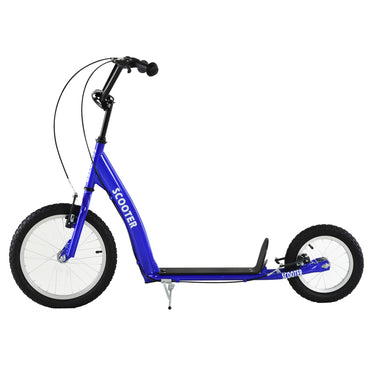 Aosom Kids Scooter with Adjustable Handlebar, Youth Kick Scooter with Dual Brakes, Inflatable Wheels, for Age 5+, Blue