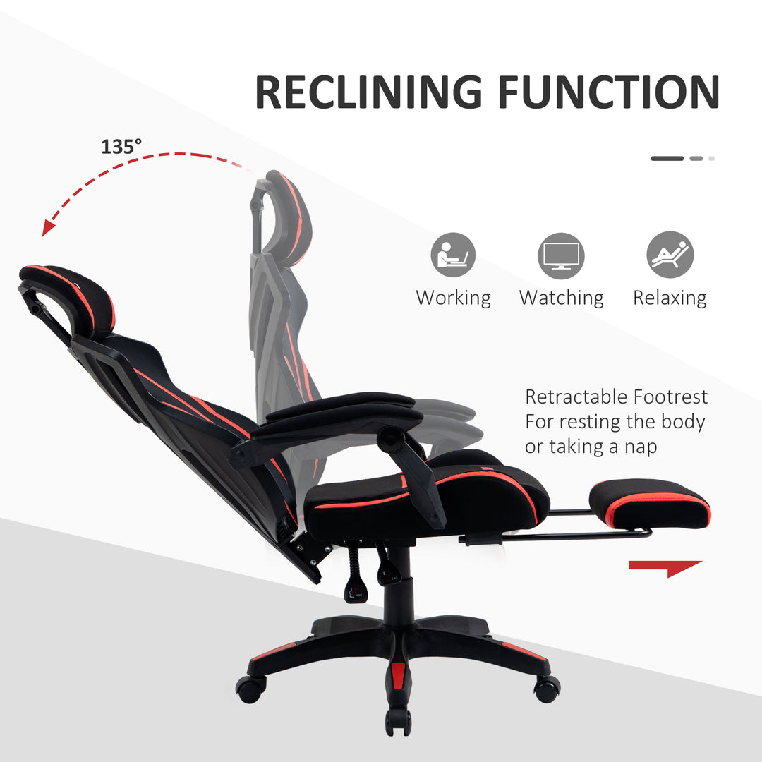 Vinsetto Gaming Chair, Ergonomic Computer Chair with Footrest, Headrest, Recliner Swivel Seat with Adjustable Height, Black