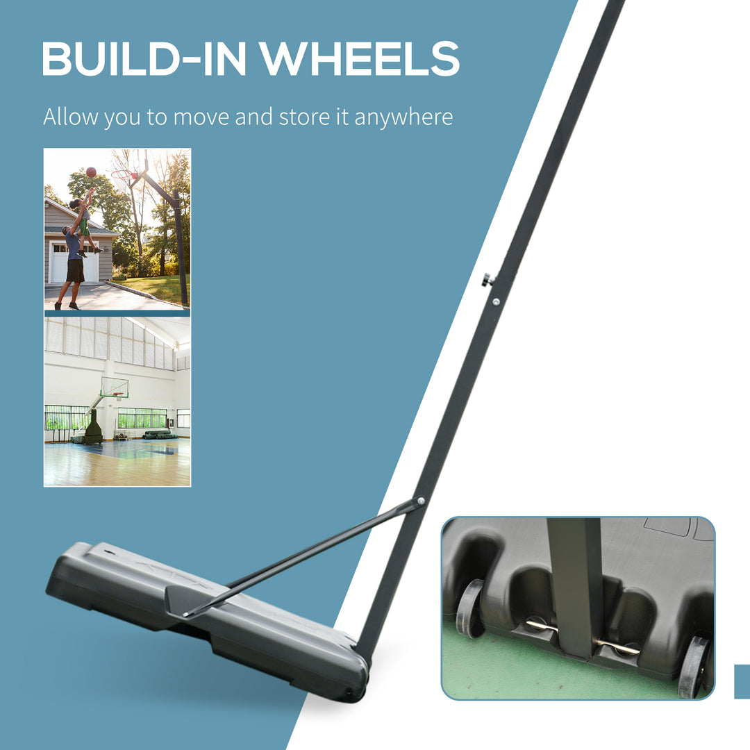 Soozier Portable Basketball Hoop Stand with Wheels, Height Adjustable 8FT-10FT for Outdoor Use, Black