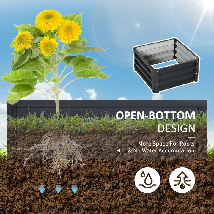Outsunny 2' x 2' x 1' 2-Pieces Raised Garden Bed with Color Steel Frame for Vegetables, Flowers, Herbs, Grey