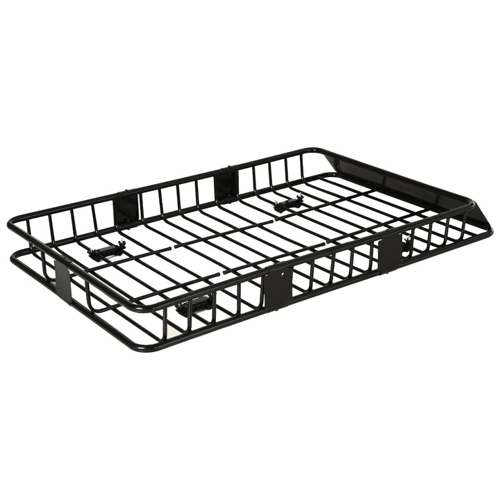 HOMCOM 64"/43" x 39" Car Roof Rack, Length Adjustable Roof Basket, Universal Rooftop Cargo Carrier Basket with U-bolts, 220 lbs Capacity