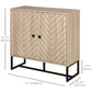 HOMCOM Modern Sideboard, Buffet Cabinet with 2 Chevron Doors and Adjustable Shelf, Kitchen Storage Cabinet with Steel Base, Coffee Bar Cabinet, 31.5" H, Oak