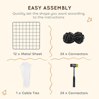 PawHut Pet Playpen, DIY Cage House for Small Animals, Guinea Pigs, Hedgehogs, Black