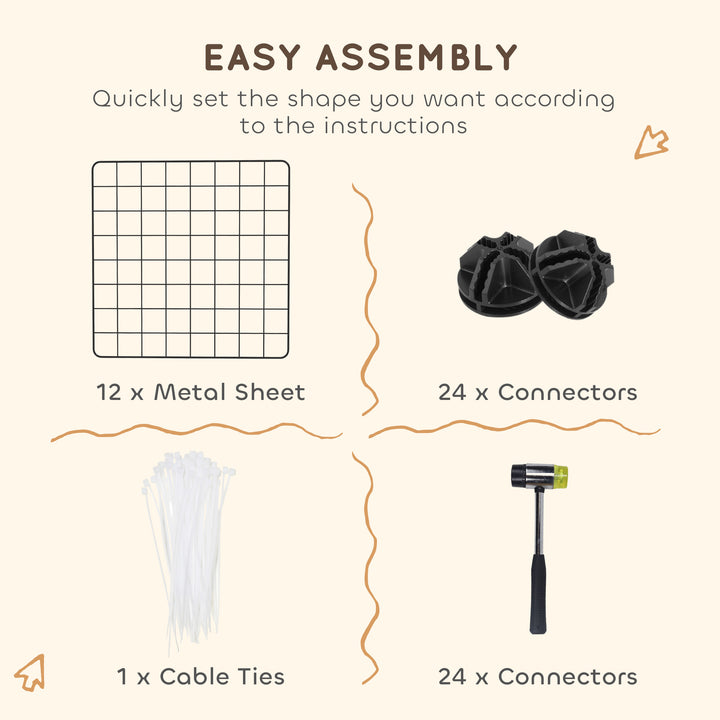 PawHut Pet Playpen, DIY Cage House for Small Animals, Guinea Pigs, Hedgehogs, Black