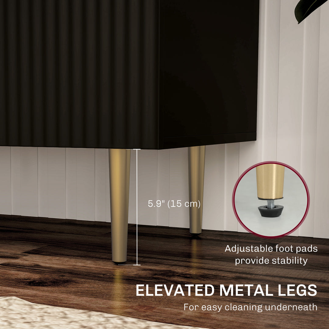 HOMCOM Modern Kitchen Storage Cabinet, Sideboard Buffet Cabinet with Adjustable Shelves and Metal Legs for Kitchen, Black