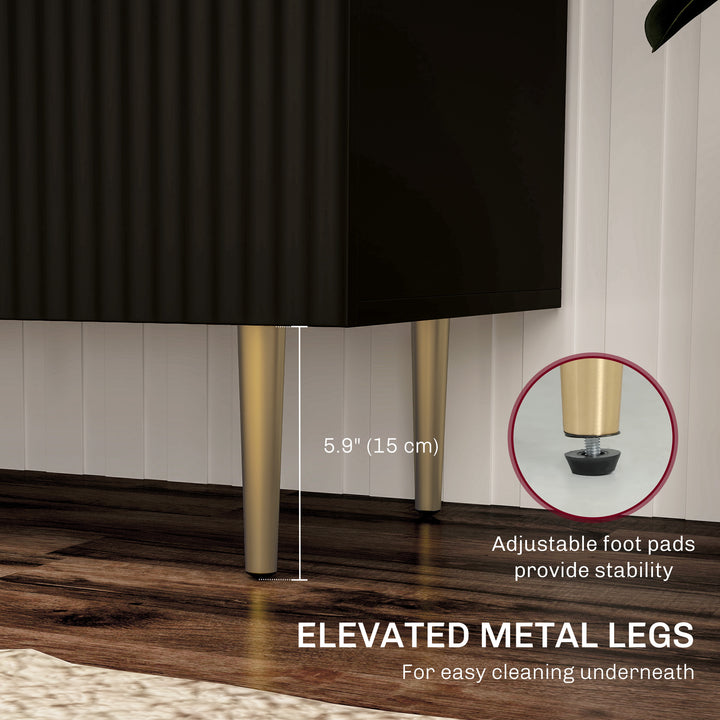 HOMCOM Modern Kitchen Storage Cabinet, Sideboard Buffet Cabinet with Adjustable Shelves and Metal Legs for Kitchen, Black