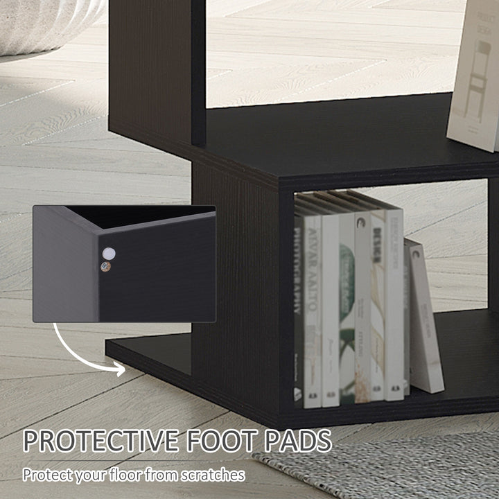 HOMCOM Modern Square 3 Tier Wood Coffee Side Table Storage Shelf Rack End Table Home Office Living Room Small Desk Black