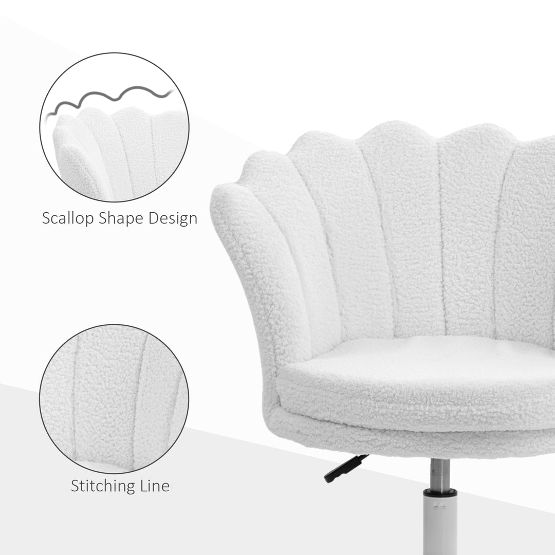 HOMCOM Adjustable Height Study Chair, Mid Back Velvet Office Chair with Swivel Wheels for Living Room, Study, Pink