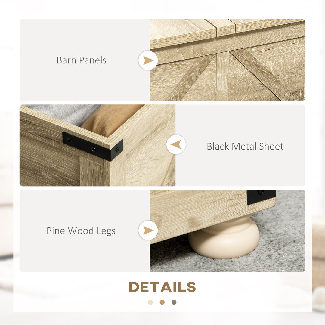 HOMCOM Farmhouse Coffee Table, Square Center Table with Flip-top Lids, Hidden Storage Compartment and Wooden Legs, Oak