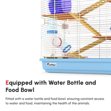 PawHut 5 Tiers Hamster Cage Portable with Exercise Wheels Play Tube Water Bottle Dishes House Ladder for Gerbils, Green