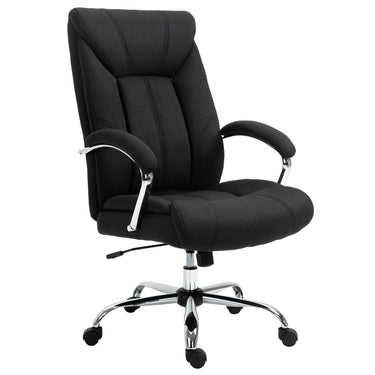 Vinsetto High Back Swivel Home Office Chair Task Ergonomic Linen Fabric Computer Chair, with Arm, Adjustable Height, Black