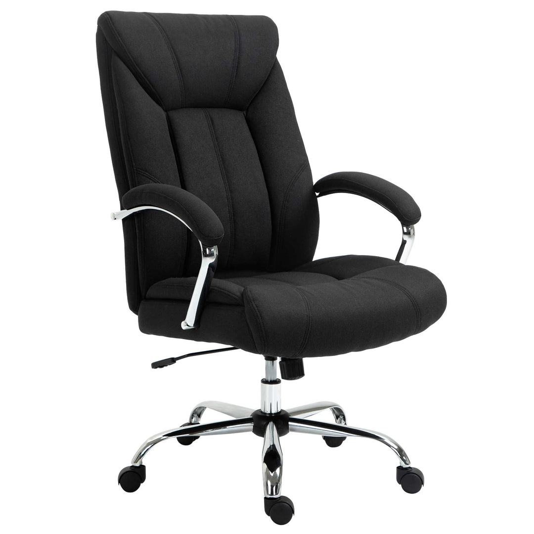 Vinsetto High Back Swivel Home Office Chair Task Ergonomic Linen Fabric Computer Chair, with Arm, Adjustable Height, Black