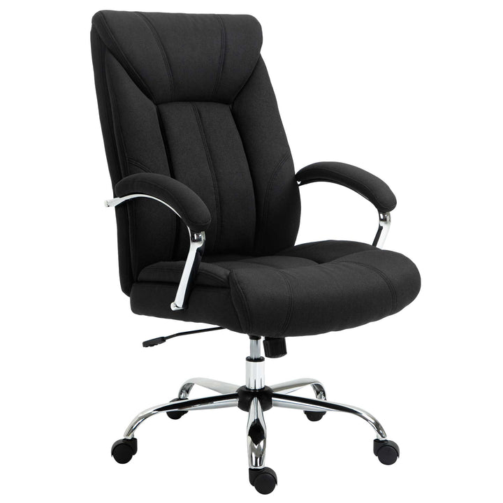 Vinsetto High Back Swivel Home Office Chair Task Ergonomic Linen Fabric Computer Chair, with Arm, Adjustable Height, Black