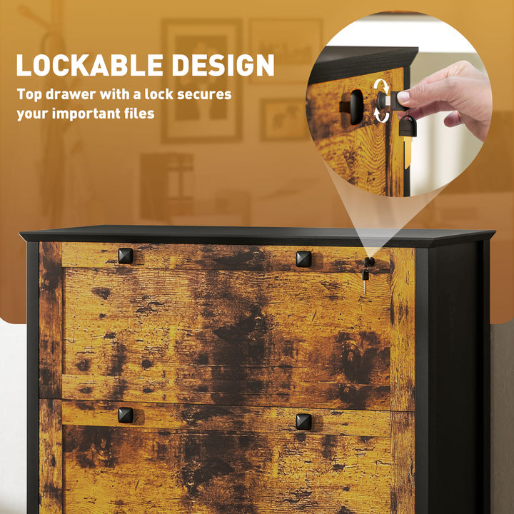 HOMCOM 2 Drawer File Cabinet, Lockable Filing Cabinet with Adjustable Hanging Bar for Letter, A4 and Legal Size, White