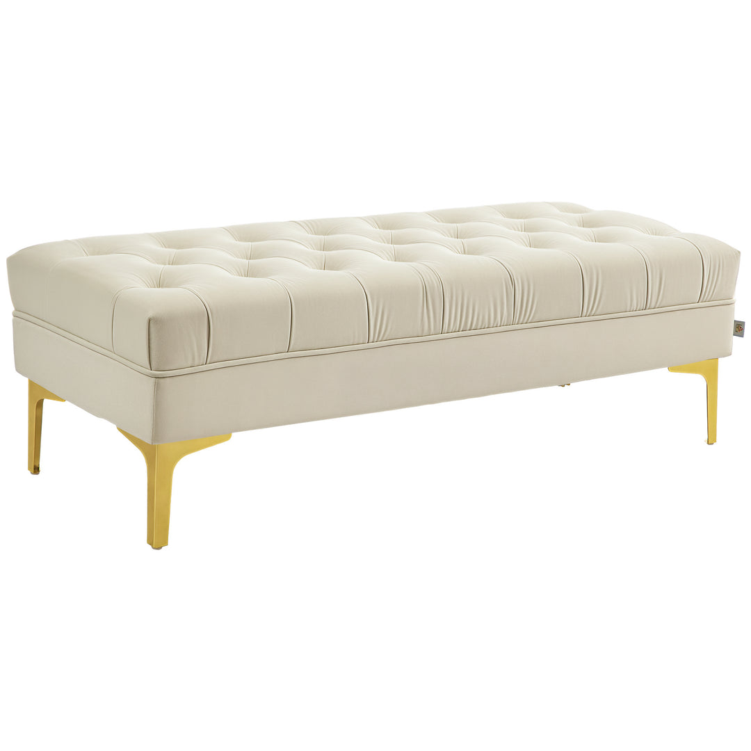 HOMCOM End of Bed Bench, Upholstered Bench, Entryway Shoe Bench with Button Tufted for Living Room, Bedroom, Grey