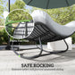 Outsunny Oversized Rattan Patio Egg Chair, Outdoor Rocking Chair with Padded Cushion for Indoor, Porch, Dark Grey