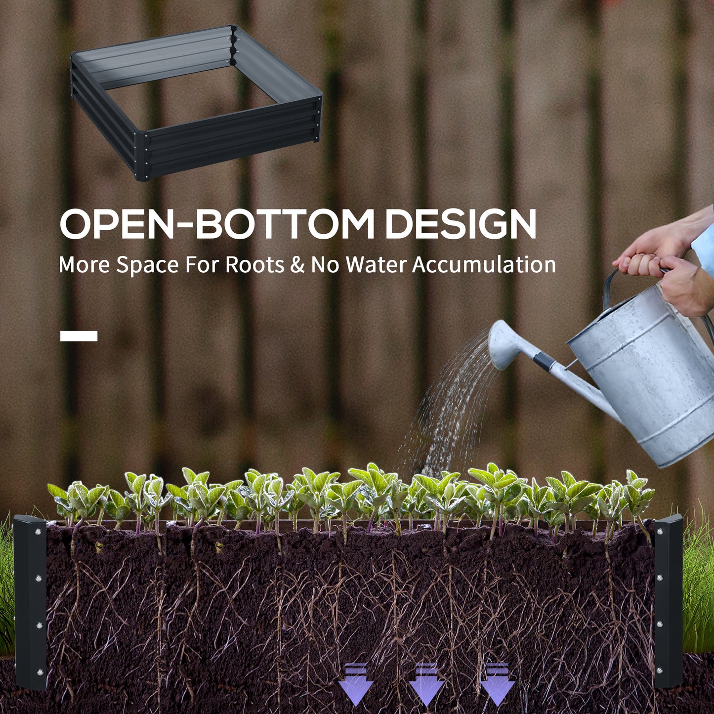 Outsunny 4' x 4' x 1' Raised Garden Bed Galvanized Steel Planter Box for Vegetables, Flowers, Herbs, Green
