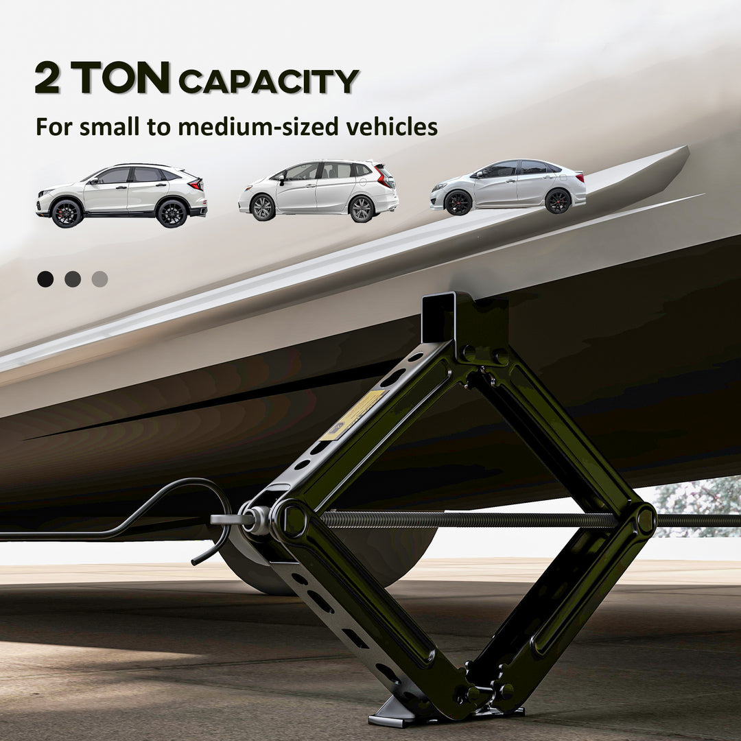 HOMCOM Steel Car Jack, Portable Scissor Jack, 2 Ton (4400 lbs) Capacity for Auto Sedan SUV MPV Tire Changes & Repairs, Black