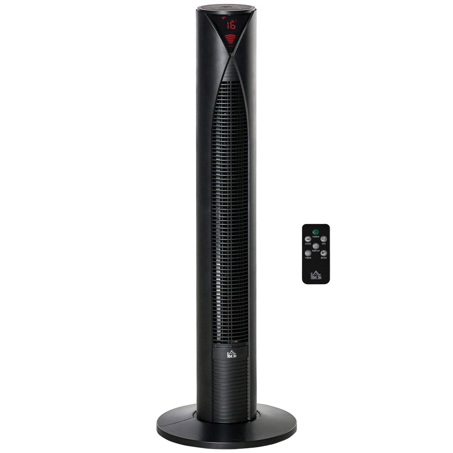 HOMCOM Freestanding Tower Fan Cooling for Home Bedroom with 3 Speed, 12h Timer, Oscillating, LED Sensor Panel, Remote Controller, White