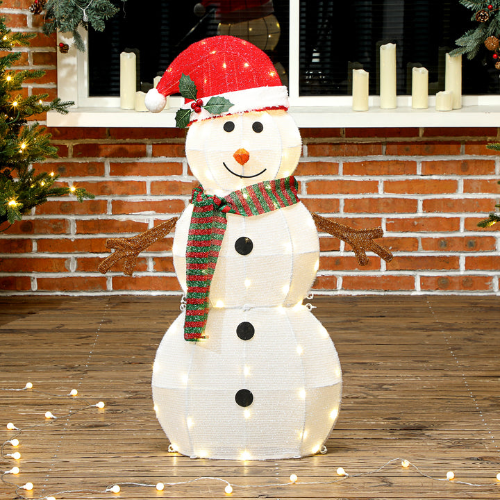 Outsunny Lighted Christmas Decoration, Outdoor Christmas Snowman with LED Lights, Stakes, Zip Ties, IP44 Waterproof