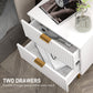 HOMCOM Bedside Table, Modern Nightstand with 2 Drawers, Side End Table with Metal Legs for Living Room, Bedroom, Black