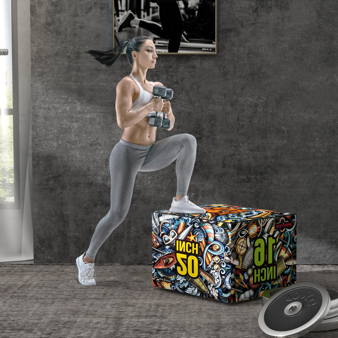 Soozier Soft Plyo Box,  3-in-1 Plyometric Box,  Non-Slip Jump Box for Conditioning and Strength Training, 24" x 20" x 16"