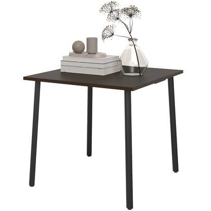 Outsunny Patio Dining Table with Umbrella Hole for 4 People, Aluminium Legs, for Backyard Lawn Balcony, 31.5" x 31.5", Brown