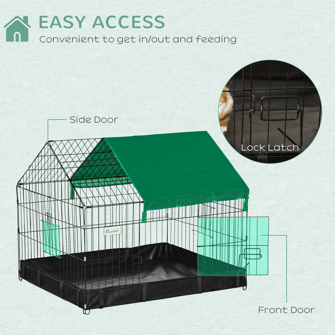 PawHut Metal Outdoor Small Animal Cage for Rabbits and Cats, Black