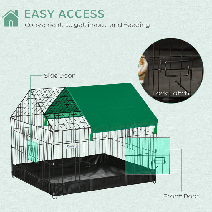 PawHut Metal Outdoor Small Animal Cage for Rabbits and Cats, Black