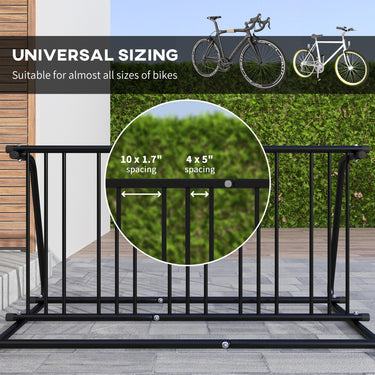 DURHAND All-Steel Bike Rack, 61" Bike Stand, 6-Bike Capacity, Dual-Side, for Garages Streets Yards Schools